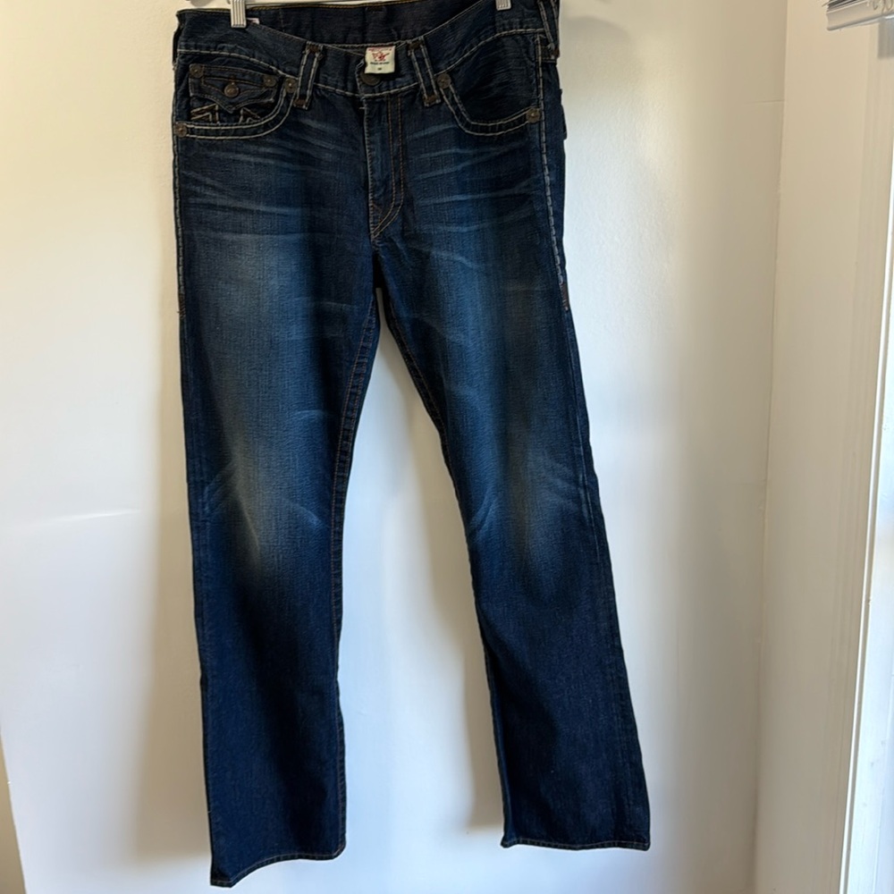 True Religion “Ricky Super T” dark wash jeans. Size 36